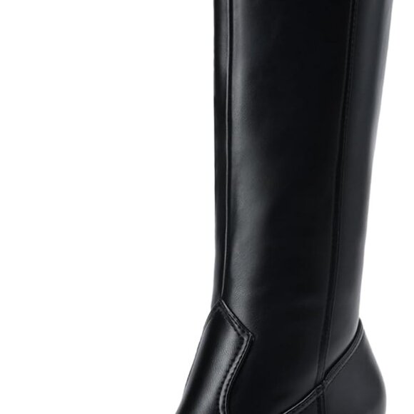 Women's Knee High Boots Chunky Heel Square Toe Tall Boot for Women with Side Zip - Picture 1 of 8